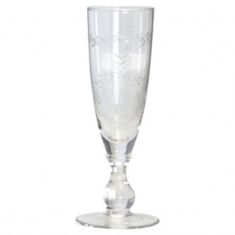 GreenGate Champagnerglas with cutting, clear