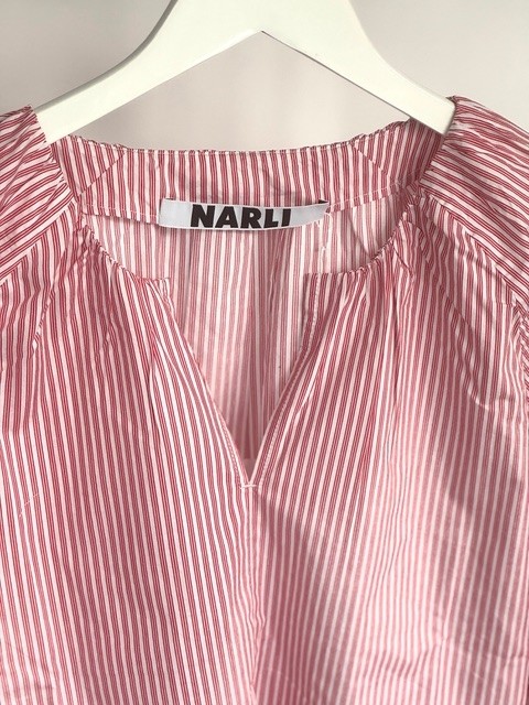 NARLI Bluse Volant red stripe