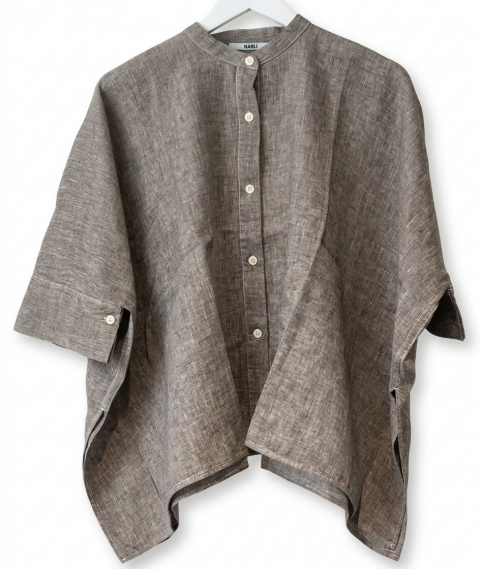   NARLI Kimono Bluse Leinen Kimono pebble