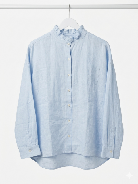 NARLI Bluse Leinen sky