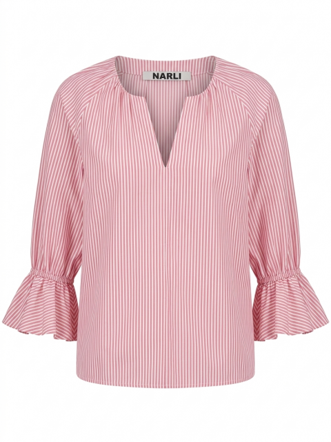 NARLI Bluse Volant red stripe
