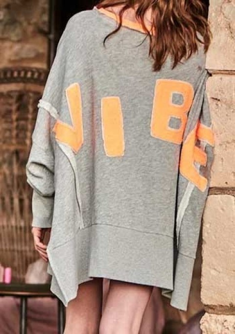 Love Joy Victory Oversize Sweatshirt Kriz grey