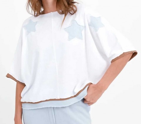 Love Joy Victory T-Shirt Stern-Patches Rumbia white