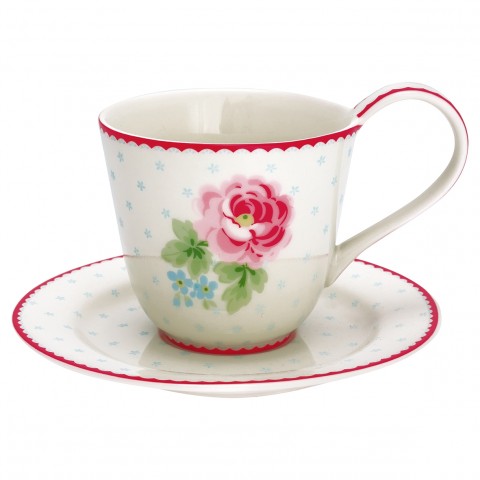 GreenGate Tasse/Untertasse Lily white