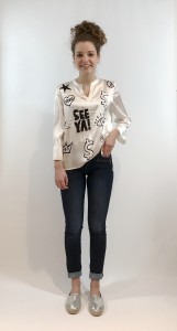 Grace Bluse Seide offwhite mit Stickerei