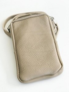  Handy Leder-Umhängetasche beige