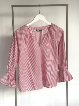 NARLI Bluse Volant red stripe