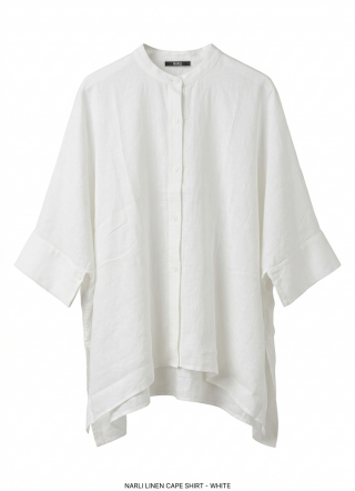   NARLI Bluse Leinen Kimono weiß