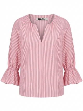 NARLI Bluse Volant red stripe