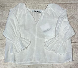 NARLI Leinenbluse Volant weiss