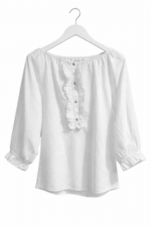 Flowers for Friends Bluse mit Rüsche weiss