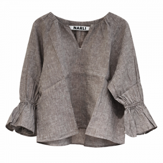 NARLI Leinenbluse Volant pebble