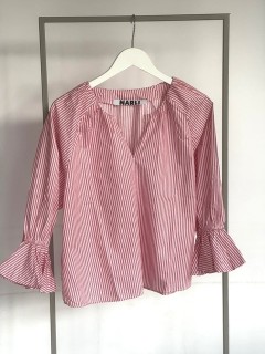 NARLI Bluse Volant red stripe