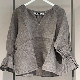 NARLI Leinenbluse Volant pebble