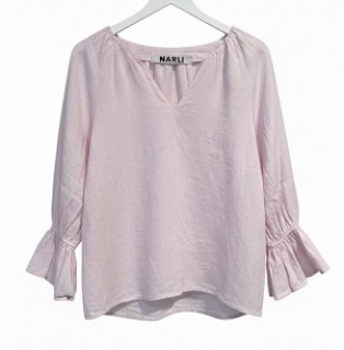 NARLI Leinenbluse Volant rose