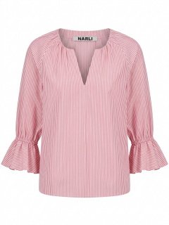 NARLI Bluse Volant red stripe