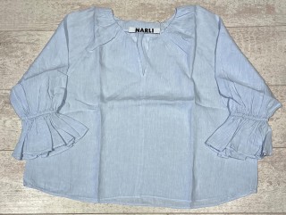 NARLI Leinenbluse Volant sky