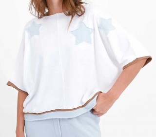 Love Joy Victory T-Shirt Stern-Patches Rumbia white